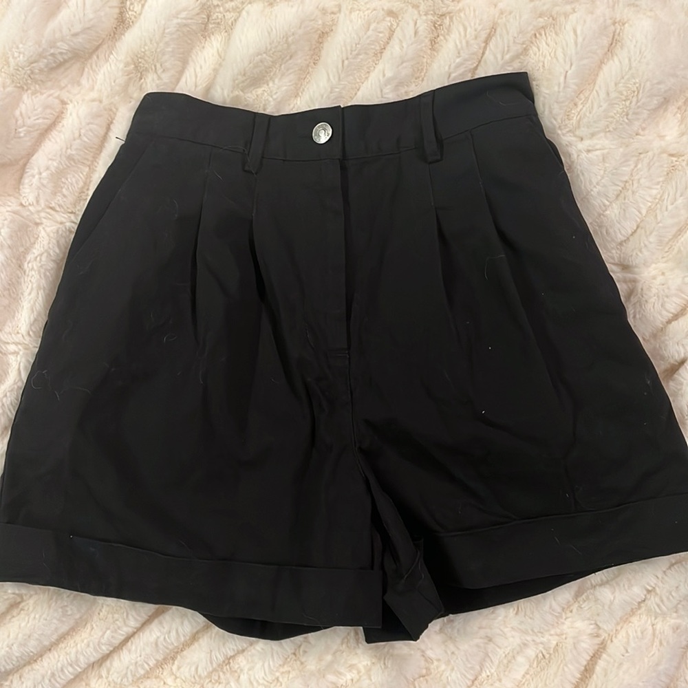 ASOS black pleated high waisted shorts